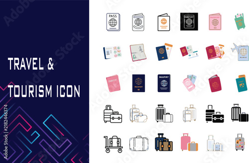 Passport and Luggage Travel Essentials Icon for International Travel