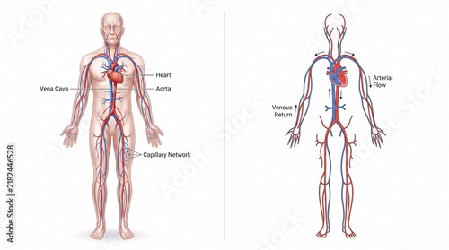 Human circulatory system diagram showing heart and blood vessels