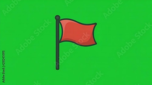 Red flag animation waving smoothly on a vibrant green screen background for modern professional digital design motion video footage projects