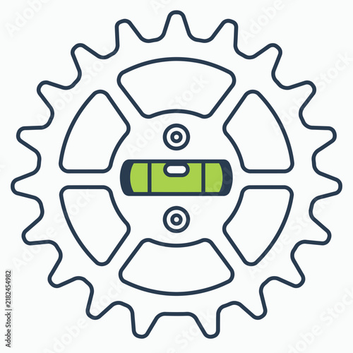 Gear sprocket with integrated spirit level icon