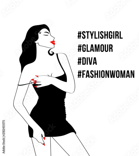 An illustration of a stylish woman on a white background.