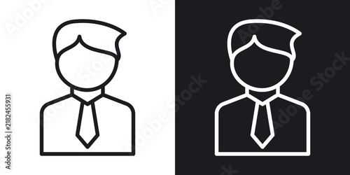 Businessman icon flat outline in black