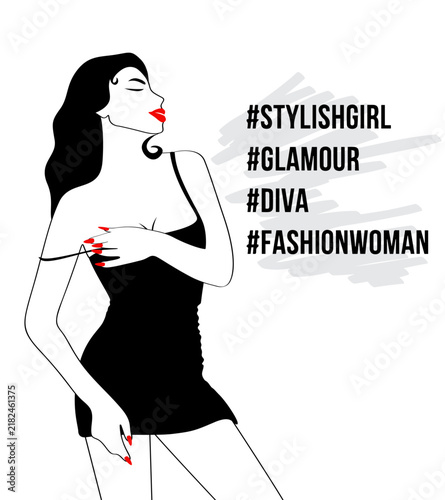 An illustration of a stylish woman on a white background.