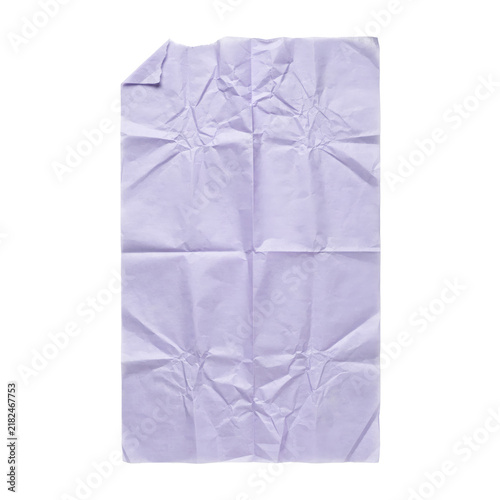 Rectangular sheet of light purple tissue paper with visible creases and folds isolated on a transparent background