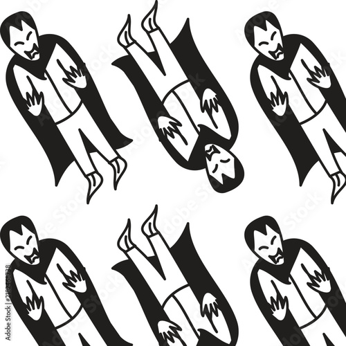 Bild auf Leinwand Minimalist seamless vector pattern with cute cartoon vampire characters for Hall