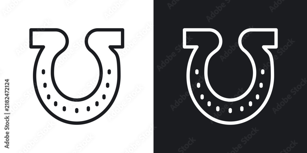 Fototapeta premium Horseshoe icon flat outline in black