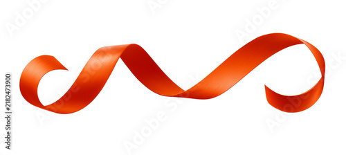 Swirl orange ribbon decorative element. Generative AI technology.