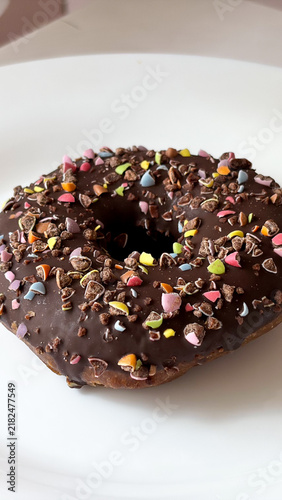 Chocolate Glazed Donut with Sprinkles