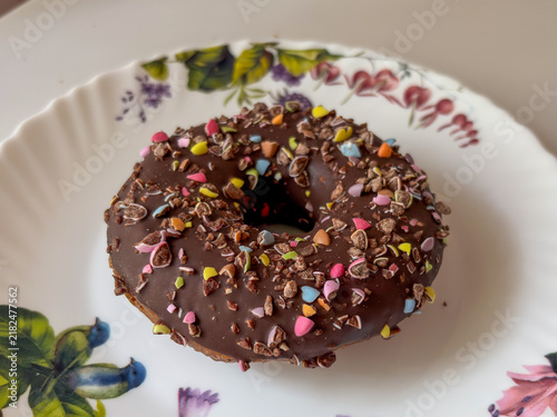 Chocolate Glazed Donut with Sprinkles
