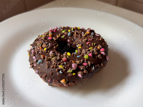 Chocolate Glazed Donut with Sprinkles