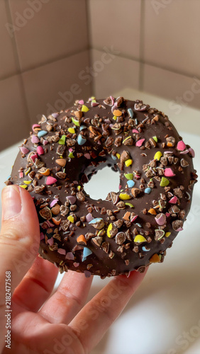 Chocolate Glazed Donut with Sprinkles