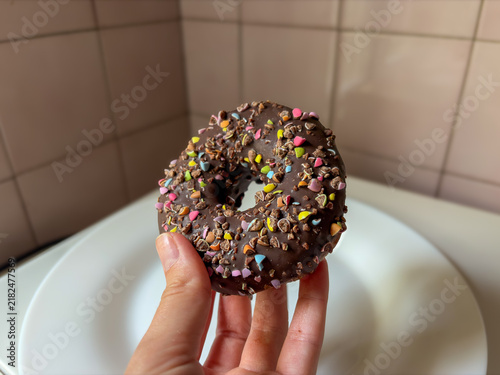 Chocolate Glazed Donut with Sprinkles