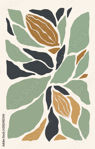 Minimalist Abstract Cocoa Pod Illustration