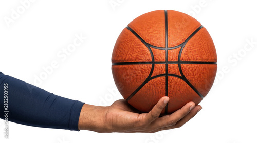 Fotografía Basketball balanced perfectly on top of a wide open extended palm shown as PNG i
