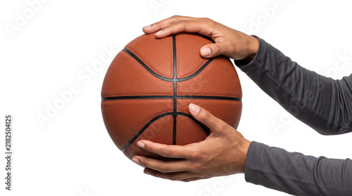 Canvastavla Basketball held from the side with both hands stacked one above the other shown