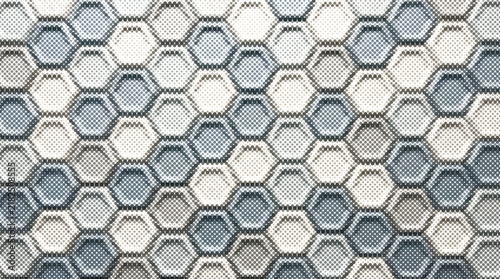 geometric halftone hexagon pattern with gradient shading and intricate dot texture design