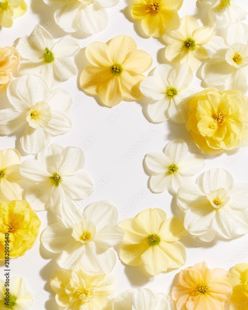 Fototapeta premium Yellow and White Spring Flowers Bloom Arrangement