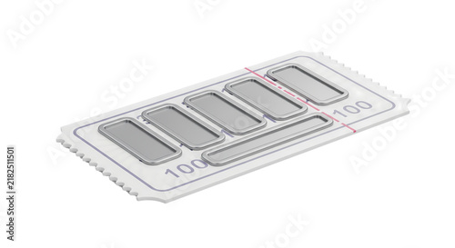 Obraz na plátne A blank raffle ticket with five designated spaces for numbers, featuring perfora