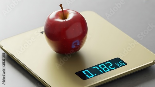 Obraz na płótnie apple on digital scale kilogram 