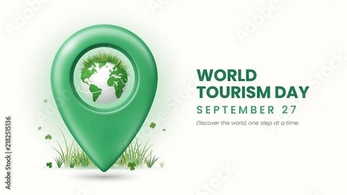 World tourism day illustration with map pin