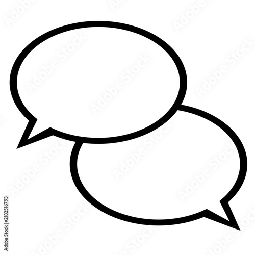重なった2つの楕円形の吹き出し シンプルな会話アイコン