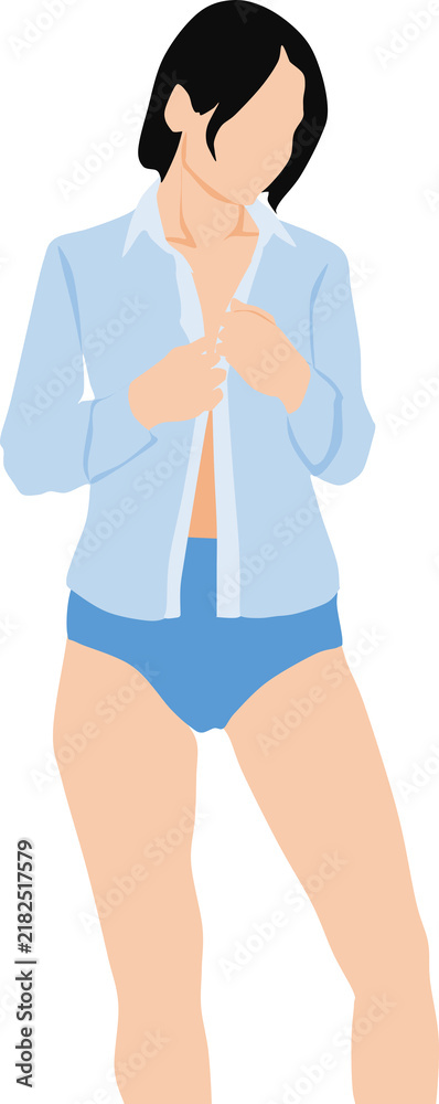 Fototapeta premium 着替えをする女性のイラスト