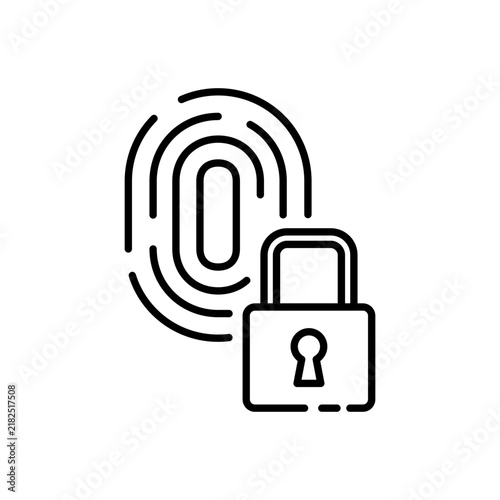 Fingerprint biometric security icon for identity verification, mobile access lock, and cyber protection on transparent background