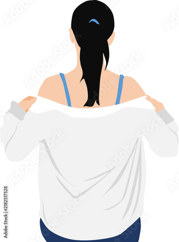 着替えをする女性のイラスト