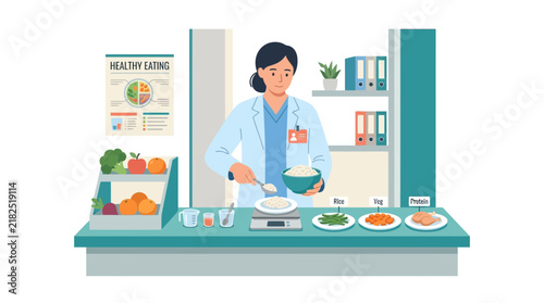 Nutritionist Weighing Rice for Healthy Diet Plan