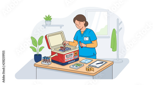 Medical professional collecting blood samples in laboratory