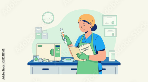 Medical Professional Reading Handbook with Test Tube and Equipment