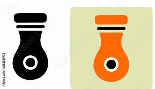 Stylized orange and black minimalist vase icons are presented on a neutral background.