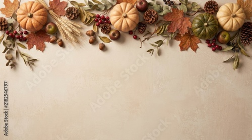 Autumn leaves border.Autumn leaf fall frame. Colorful maple leaves with watercolor background.Christmas or Thanksgiving turkey