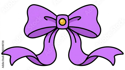 Purple bow illustration with a golden jewel accent