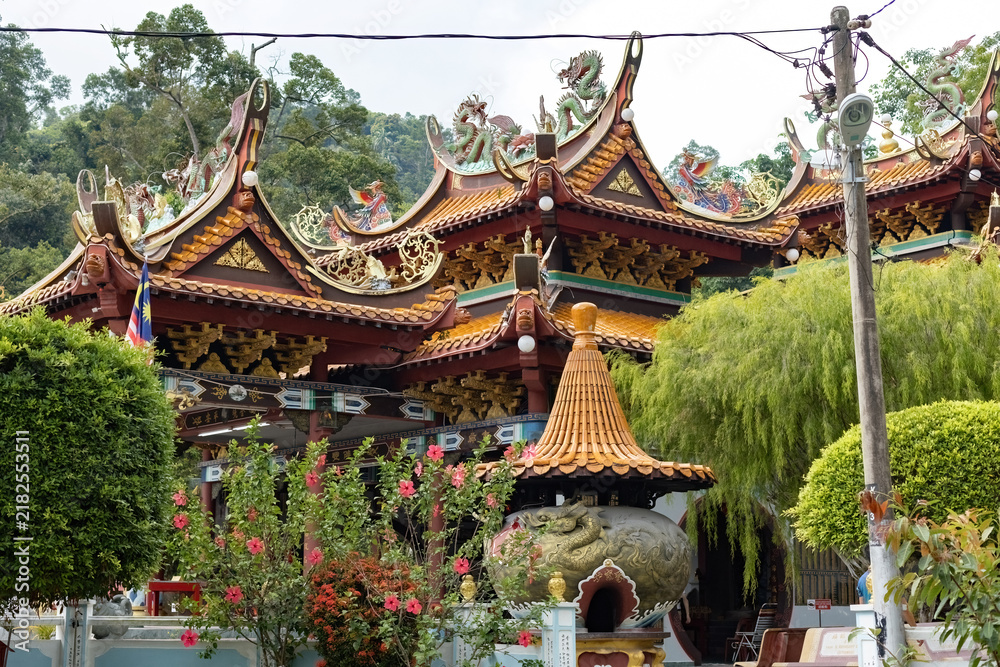 Fototapeta premium Outside details of Fu Lin Kong Temple, traditional Chnese temple at Pangkor island, Malaysia