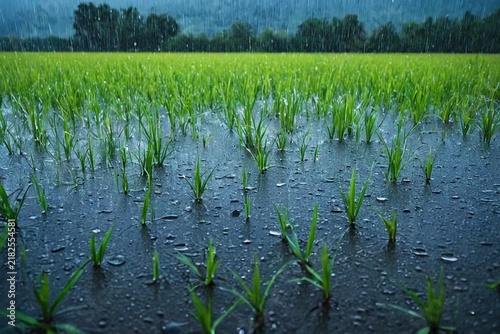 rice field in the morning