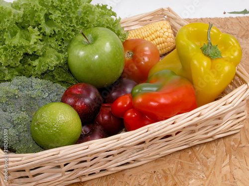 fresh vegetables and fruits in basket