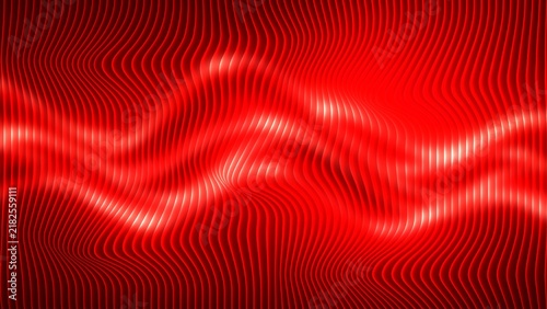 Abstract Vibrant Red Neon Wavy Lines Background with Ribbed Vertical Texture and Glowing Energy Flow Design

