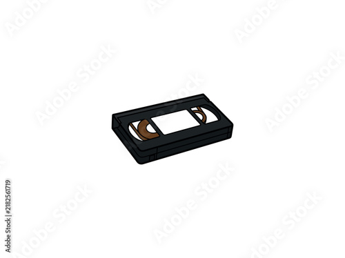 Black Vhs Tape Cassette Isolated Vector Illustration