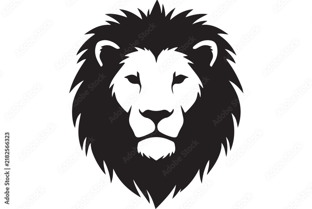 Fototapeta premium Lion head vector logo illustration black and white animal graphic design