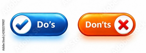 Do's and don'ts button icons with checkmark and cross symbols