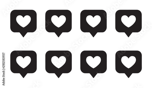 Heart icon in speech bubble solid style for social media interaction and user engagement notification system.