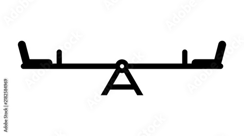 Konstfotografi Black silhouette of a seesaw on a white background