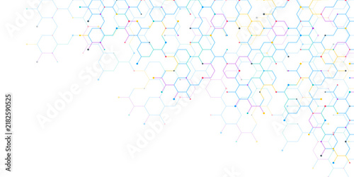 Graphic design element with abstract geometric background of simple hexagon pattern