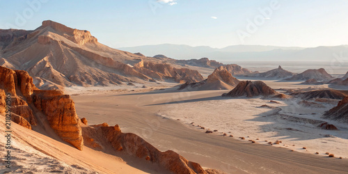 Valle de la Luna rock formations in Atacama Desert