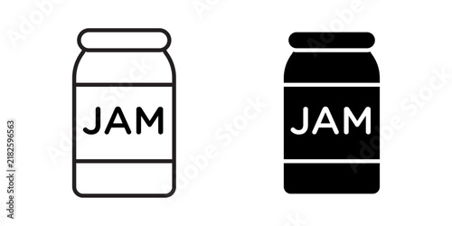Jam Icon represents fruit spreads, breakfast foods, sweet preserves, and food products with editable outline and fill vector illustrations.