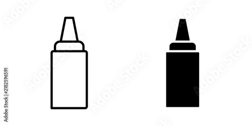 Ketchup Icon represents sauces, condiments, food, meals, and kitchen ingredients with editable outline and fill vector illustrations.