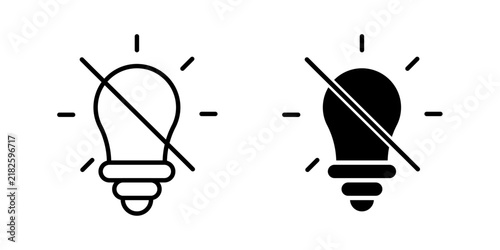 Light Off Icon represents switched-off lights, darkness, power control, and lighting settings with editable outline and fill vector illustrations.