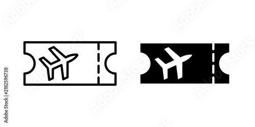 Flight Tickets Icon represents air travel, bookings, airline tickets, and passenger journeys with editable outline and fill vector illustrations.