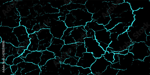 High-impact abstract background featuring vibrant cyan blue lightning or crackle textures across a deep black field. eps10